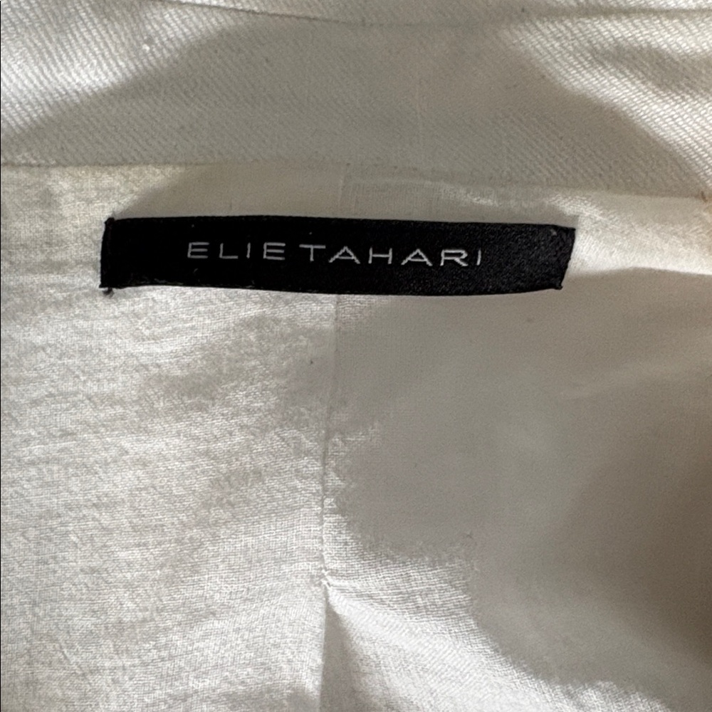 Elie Tahari linen blend Double-Breasted Cream Blazer - Picture 7 of 12